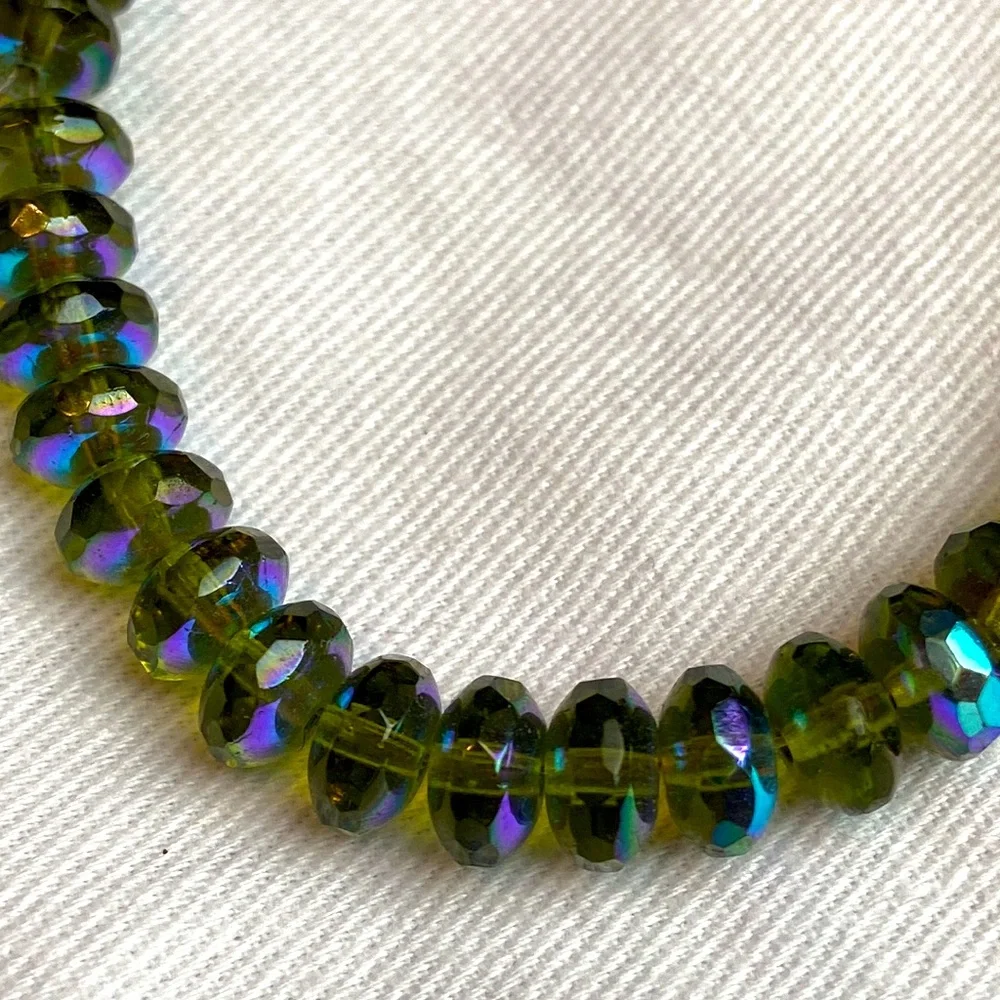 Vibrant peridot colored Crystal iridescent bead bracelet